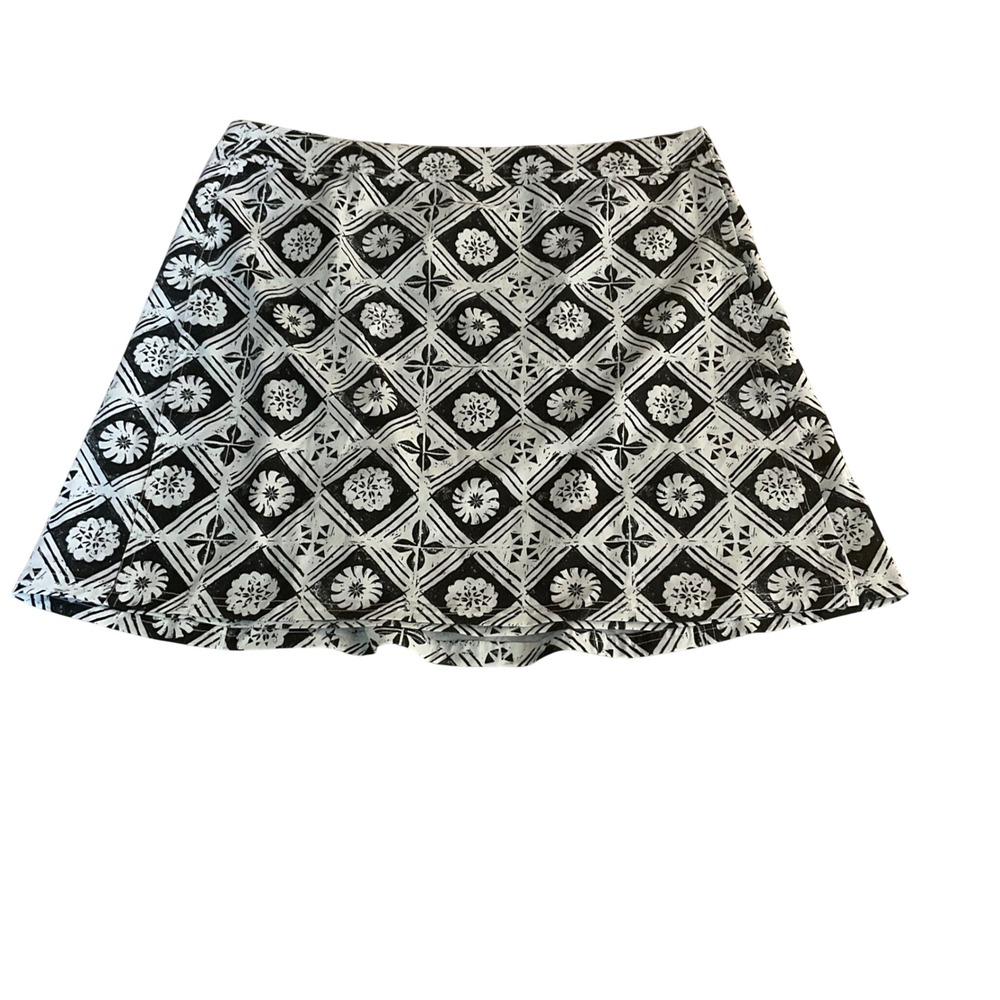 RipSkirt Hawaii Skirt Women XL Black White Geometric Floral Wrap Style Mini